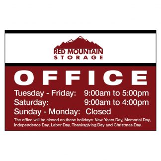 Red Mountain Storage Office Sign