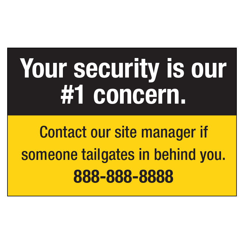 "No Tailgating" Sign