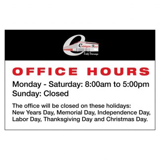 Canyon Road Office Hours Sign