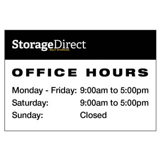 Storage Direct Office Hours Sign