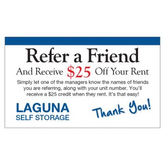 Laguna Self Storage Refer a Friend/Gate Card