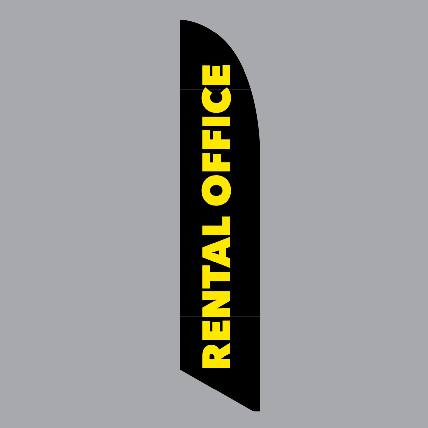 Feather Flag, 14'high, Rental Office, Black