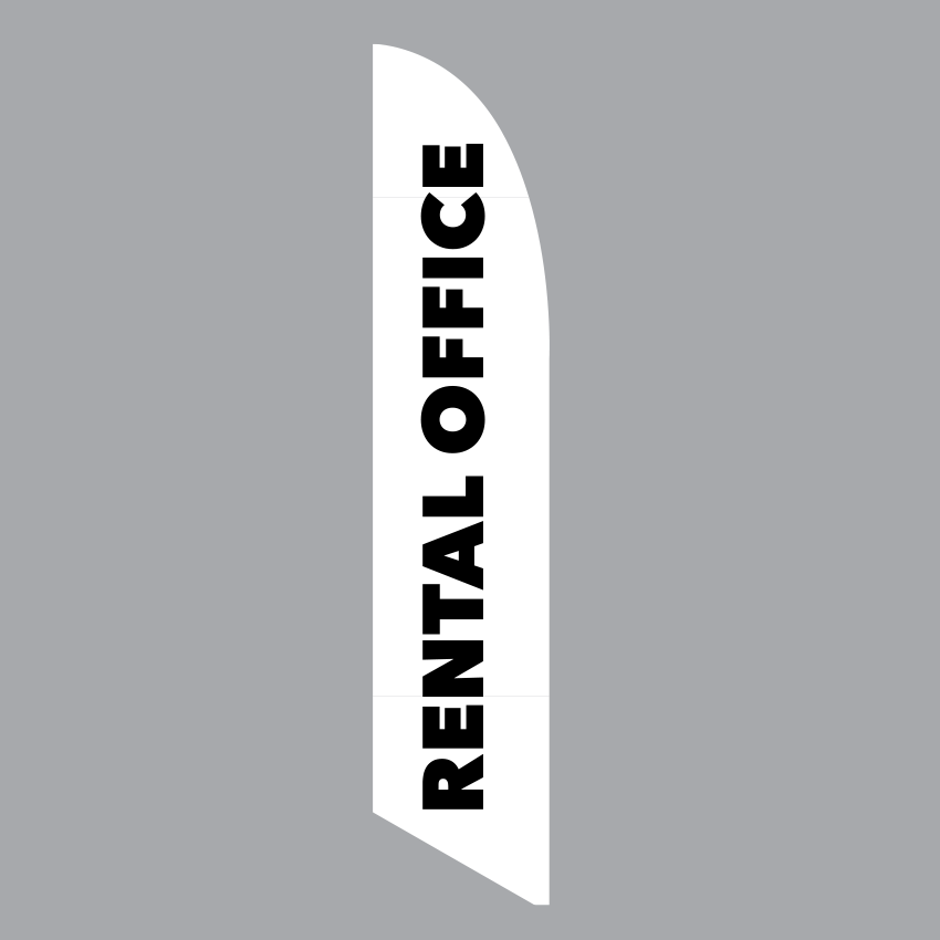 Feather Flag, 14'high, Rental Office, White