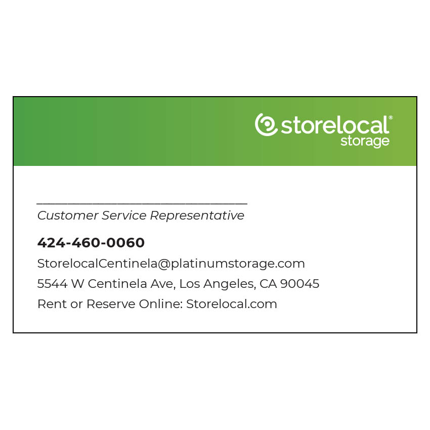 Storelocal Centinela Business Card - Customer Service Representative