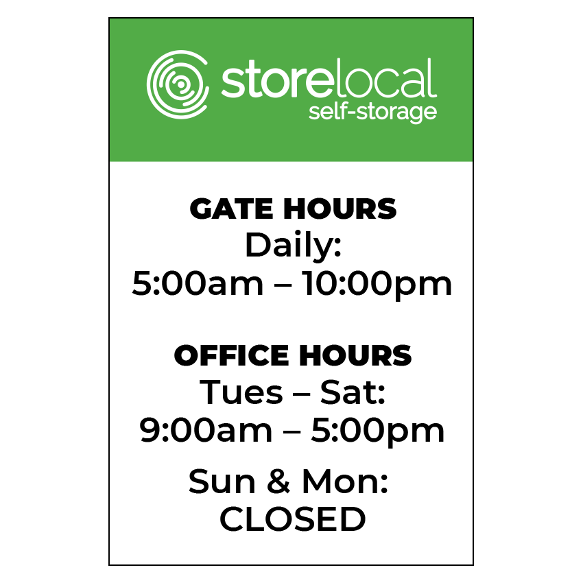 Storelocal Port Royal Hours Sign