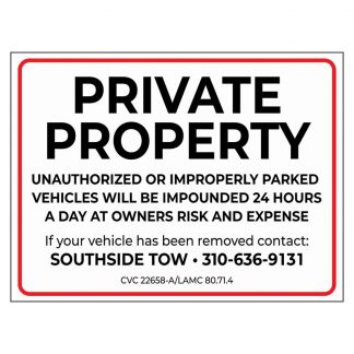 Storelocal Centinela Towing Sign 24"x18"