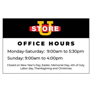 U-Store Bell Office Hours Window Decal