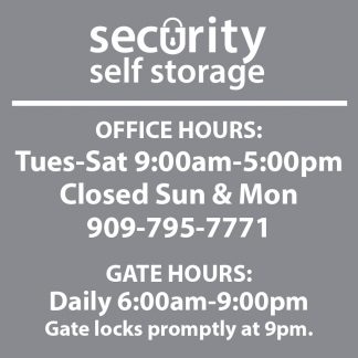 Security Self Storage Window Decal