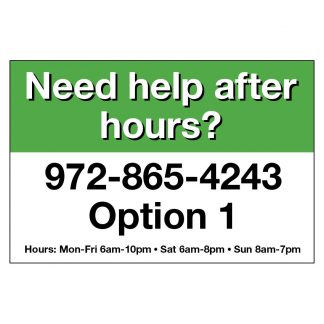 After Hours Sign - 972-865-4243