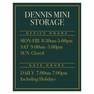 Dennis Hours Sign 8.5"x11"