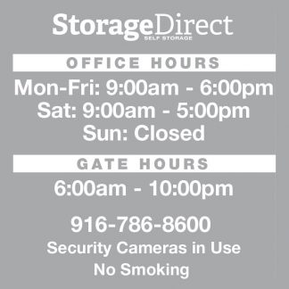 Storage Direct Roseville Office Window Decal