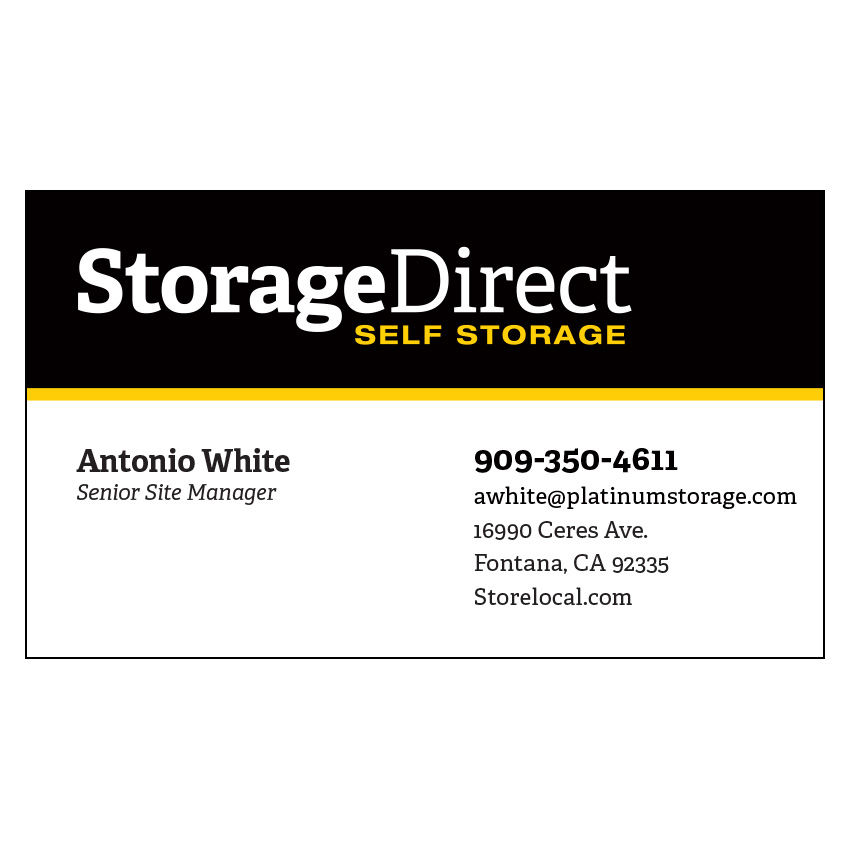 Storage Direct Fontana Business Card - Senior Site Manager