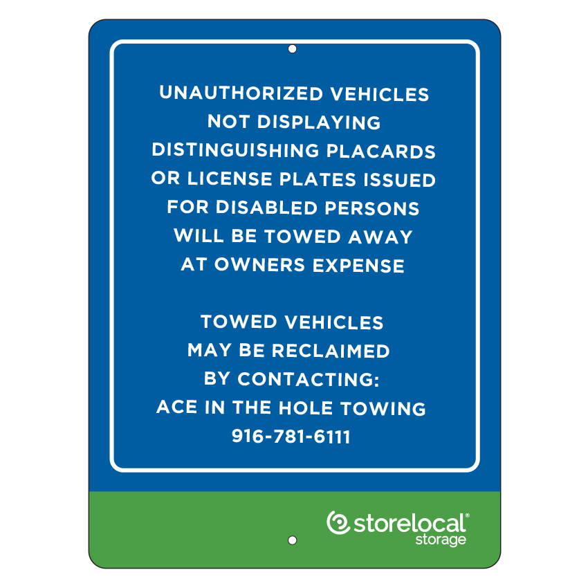 Storelocal Roseville Unauthorized Sign 18"x24"
