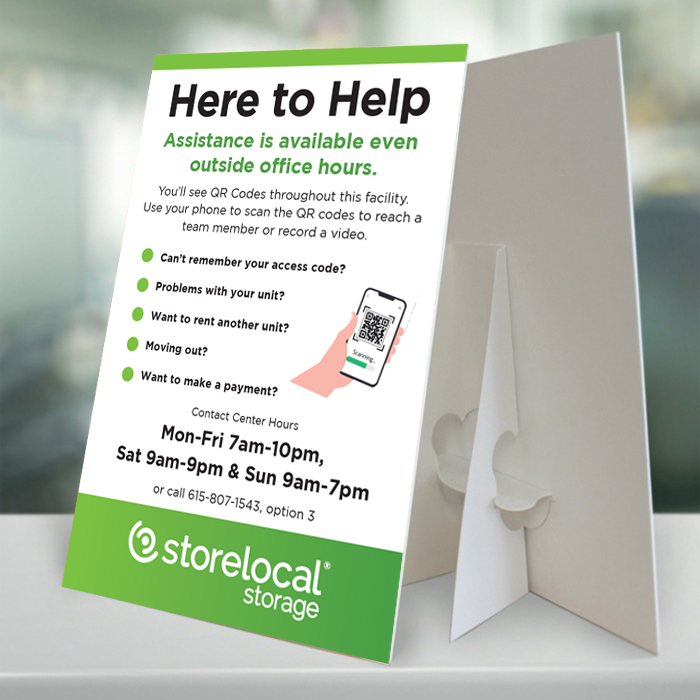 Liveswitch Here to Help 12"x18" Countertop Sign