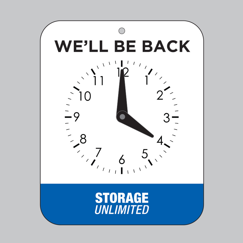 Storage Unlimited Clock Sign
