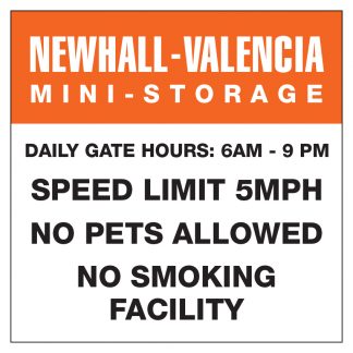 Newhall Gate Daily Hours Sign